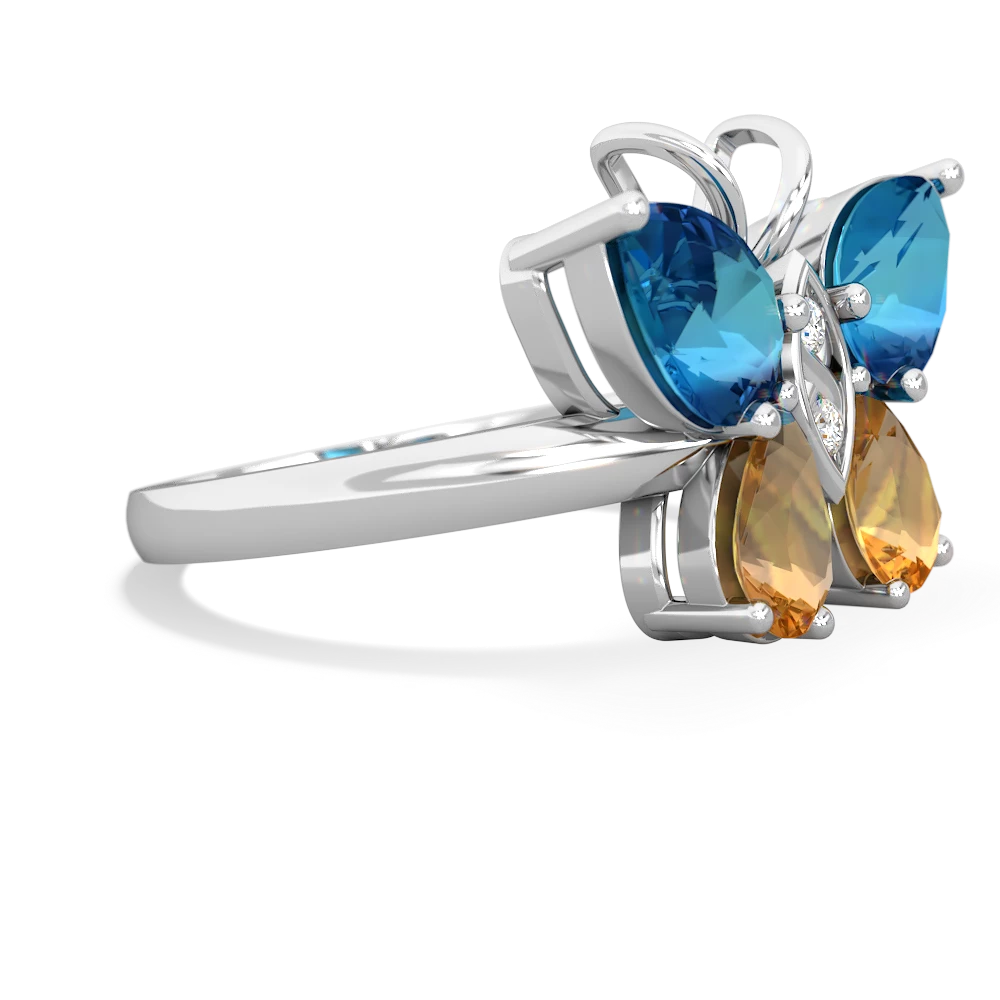 London Topaz Butterfly 14K White Gold ring R2215