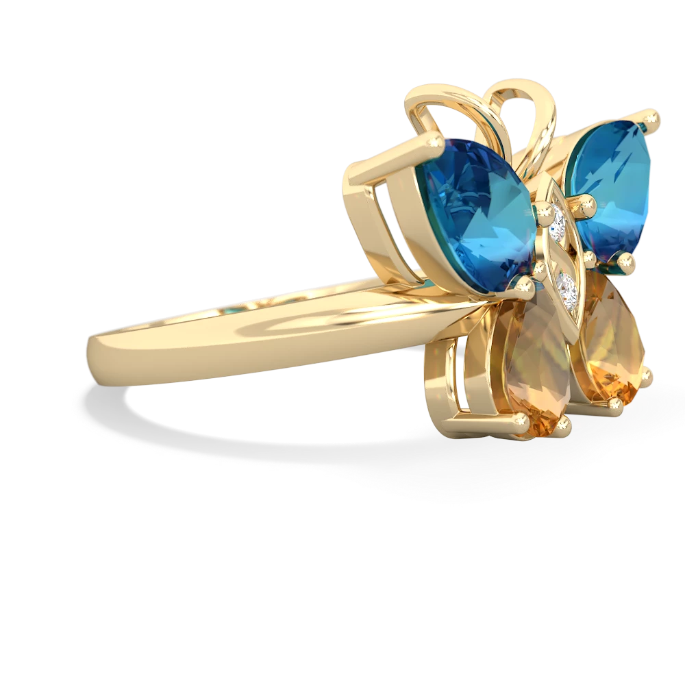 London Topaz Butterfly 14K Yellow Gold ring R2215