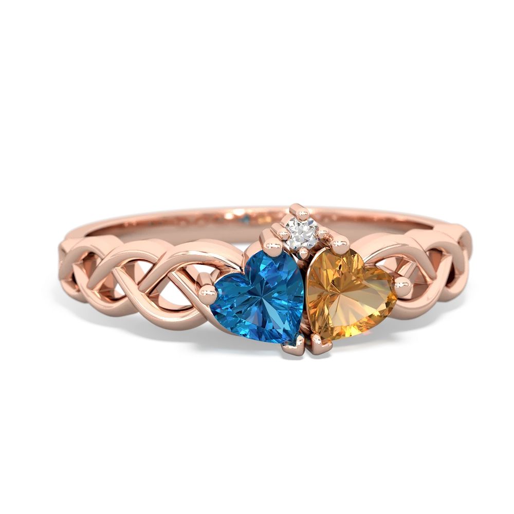 London Topaz Heart To Heart Braid 14K Rose Gold ring R5870