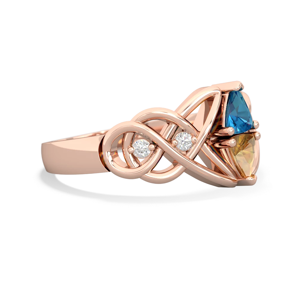 London Topaz Keepsake Celtic Knot 14K Rose Gold ring R5300