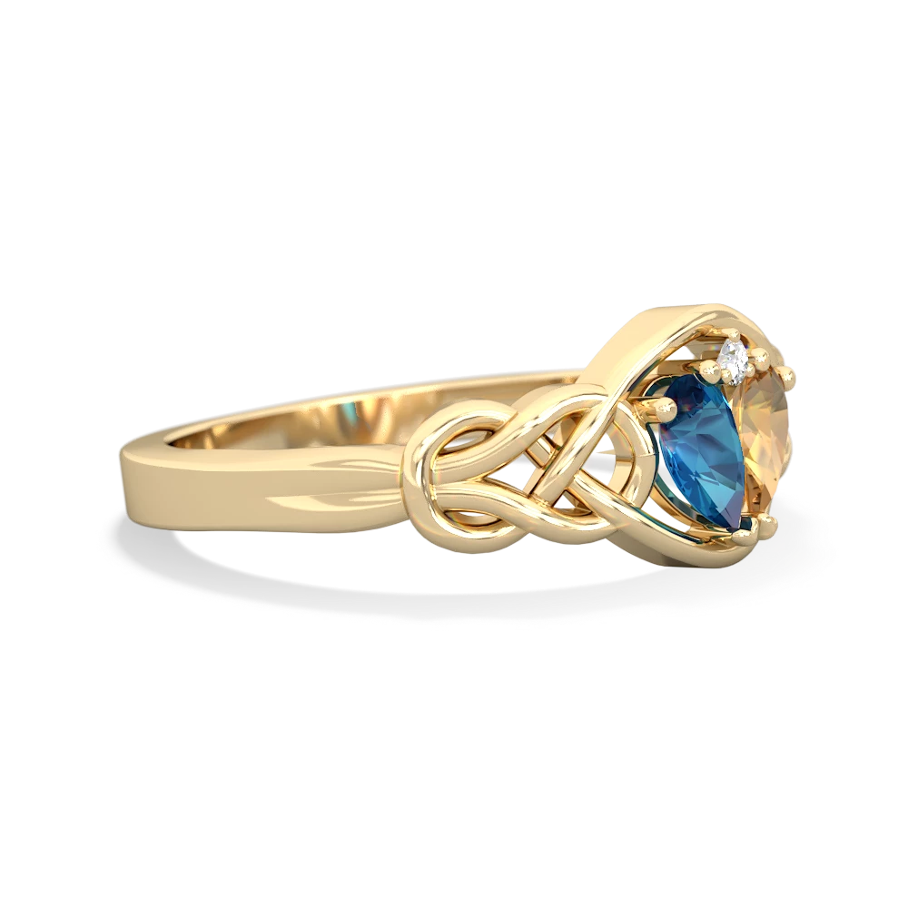 London Topaz Celtic Love Knot 14K Yellow Gold ring R5420