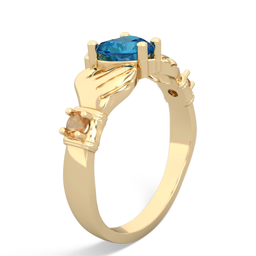 London Topaz Claddagh Keepsake 14K Yellow Gold ring R5245