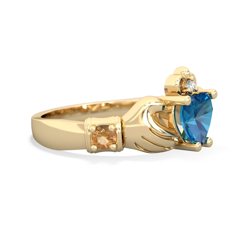 London Topaz Claddagh Keepsake 14K Yellow Gold ring R5245