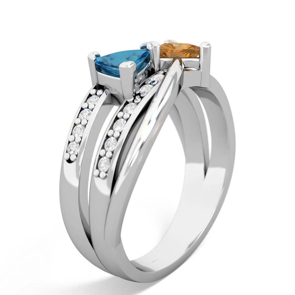 London Topaz Bowtie 14K White Gold ring R2360