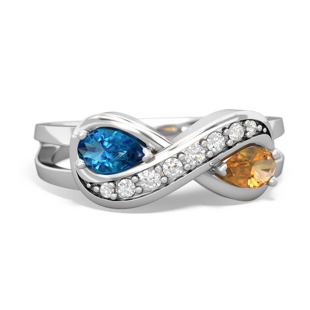 London Topaz Diamond Infinity 14K White Gold ring R5390