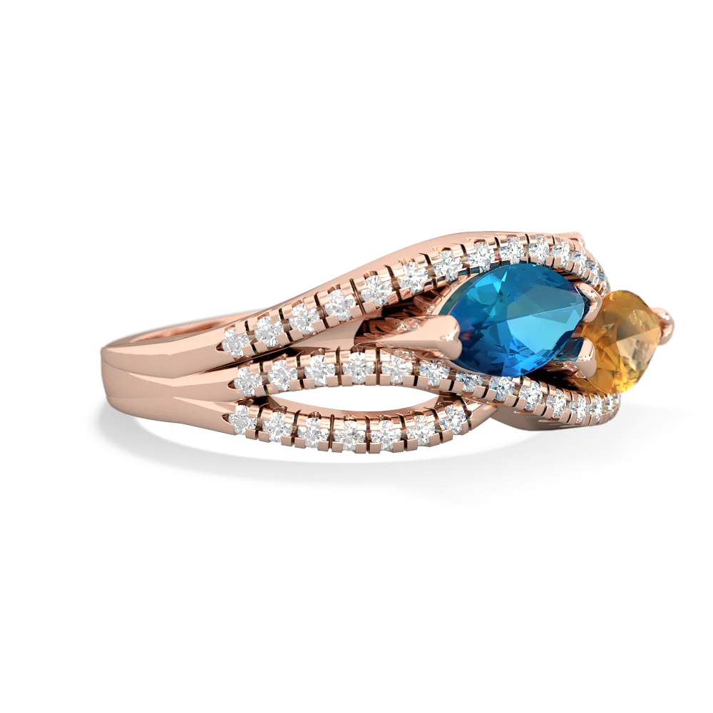 London Topaz Diamond Rivers 14K Rose Gold ring R3070