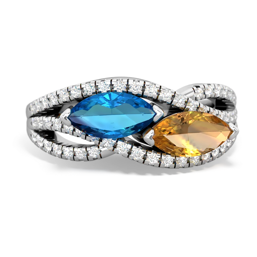 London Topaz Diamond Rivers 14K White Gold ring R3070