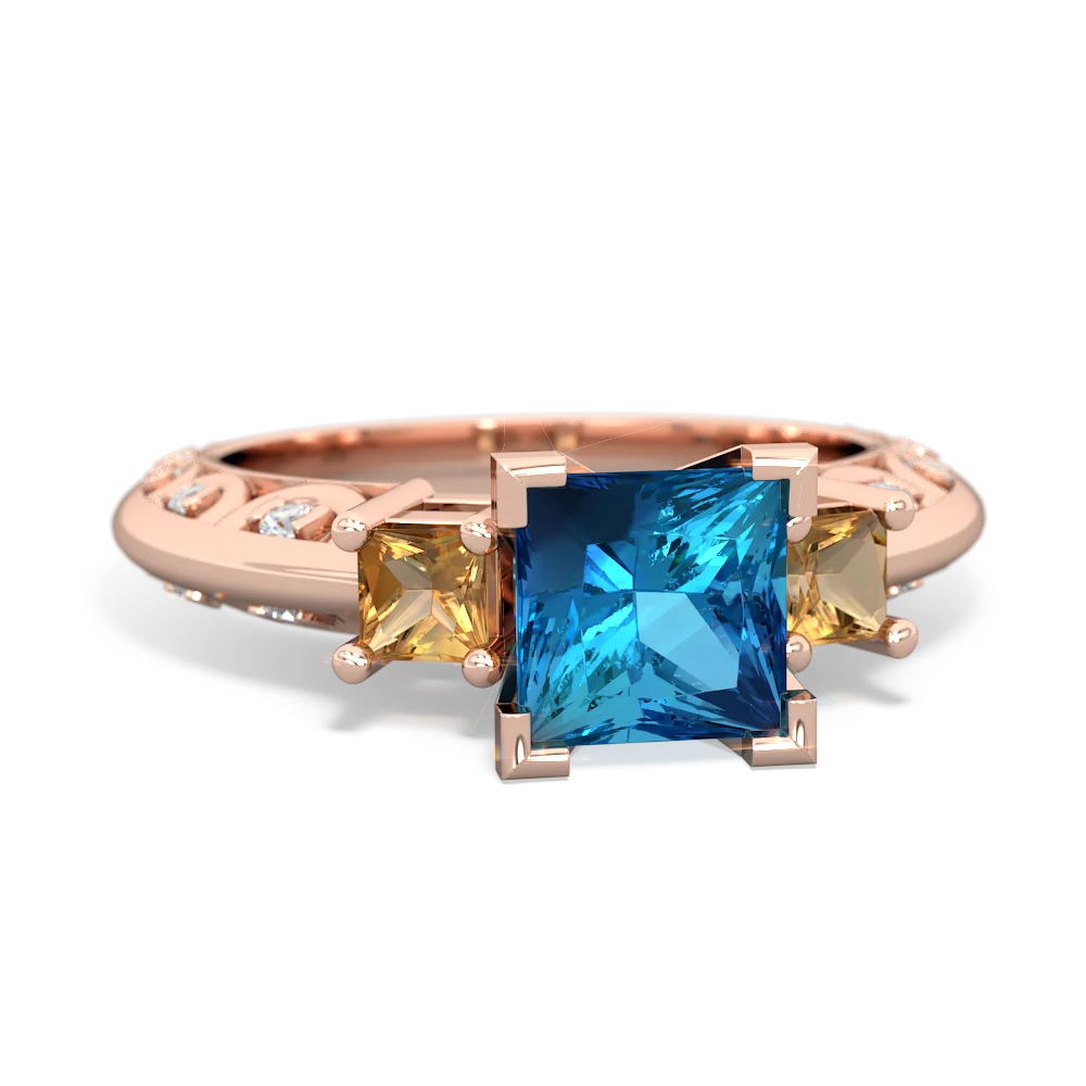 London Topaz Eternal Embrace Engagement 14K Rose Gold ring C2001