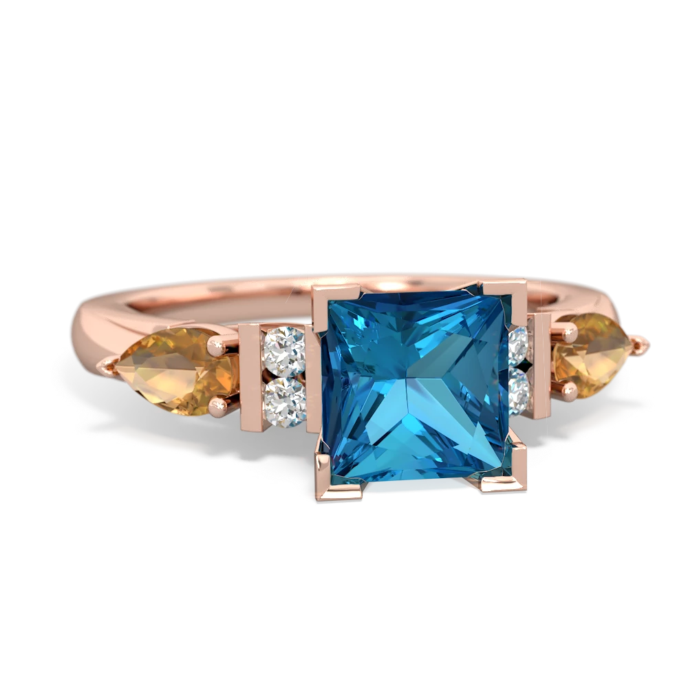 London Topaz 6Mm Princess Eternal Embrace Engagement 14K Rose Gold ring C2002