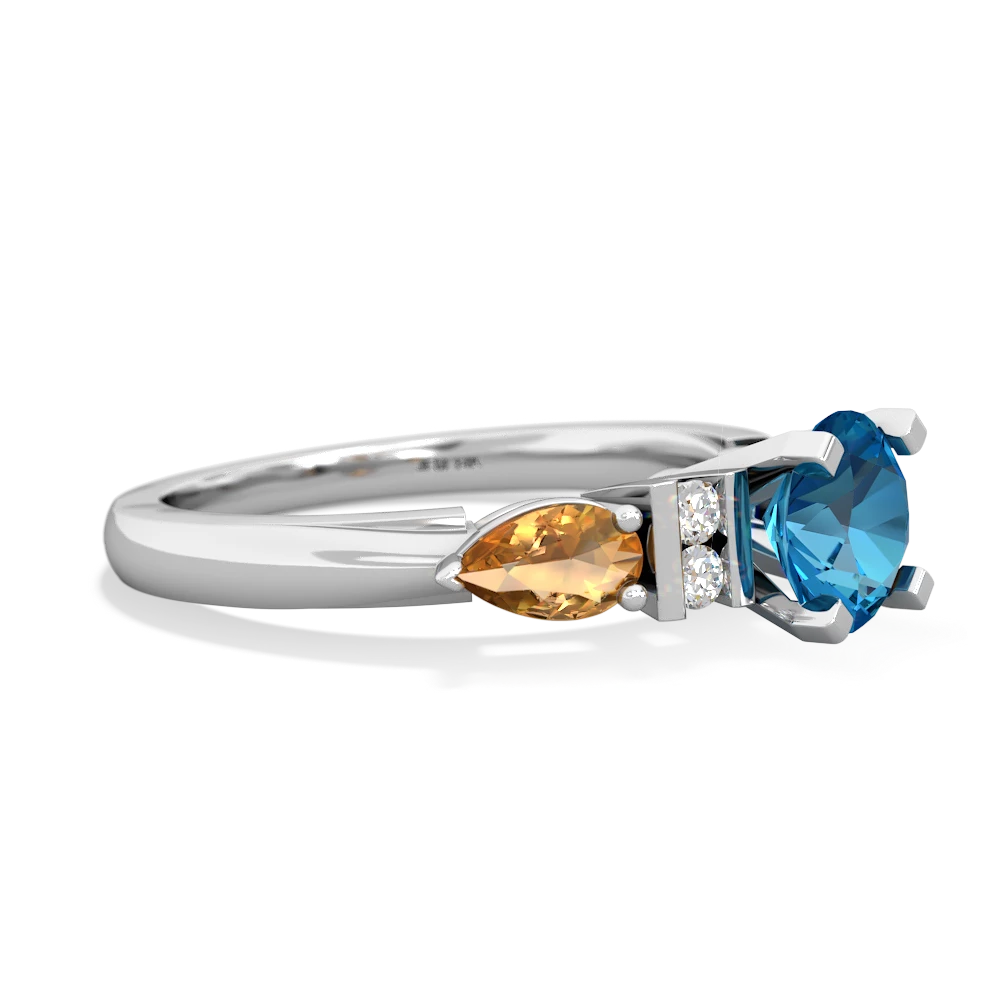 London Topaz 6Mm Round Eternal Embrace Engagement 14K White Gold ring R2005