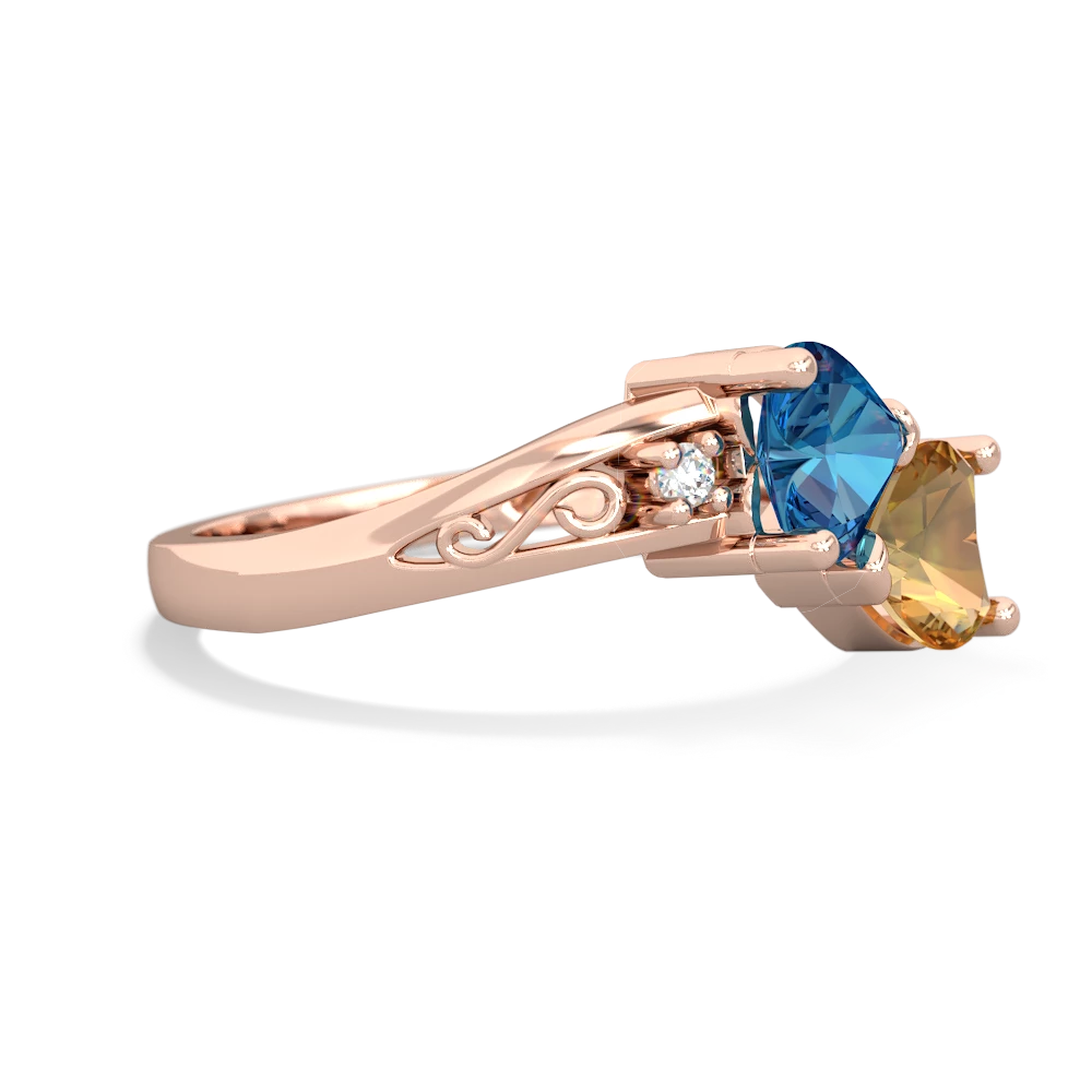 London Topaz Snuggling Hearts 14K Rose Gold ring R2178