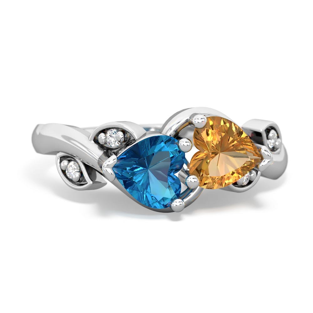 London Topaz Floral Elegance 14K White Gold ring R5790