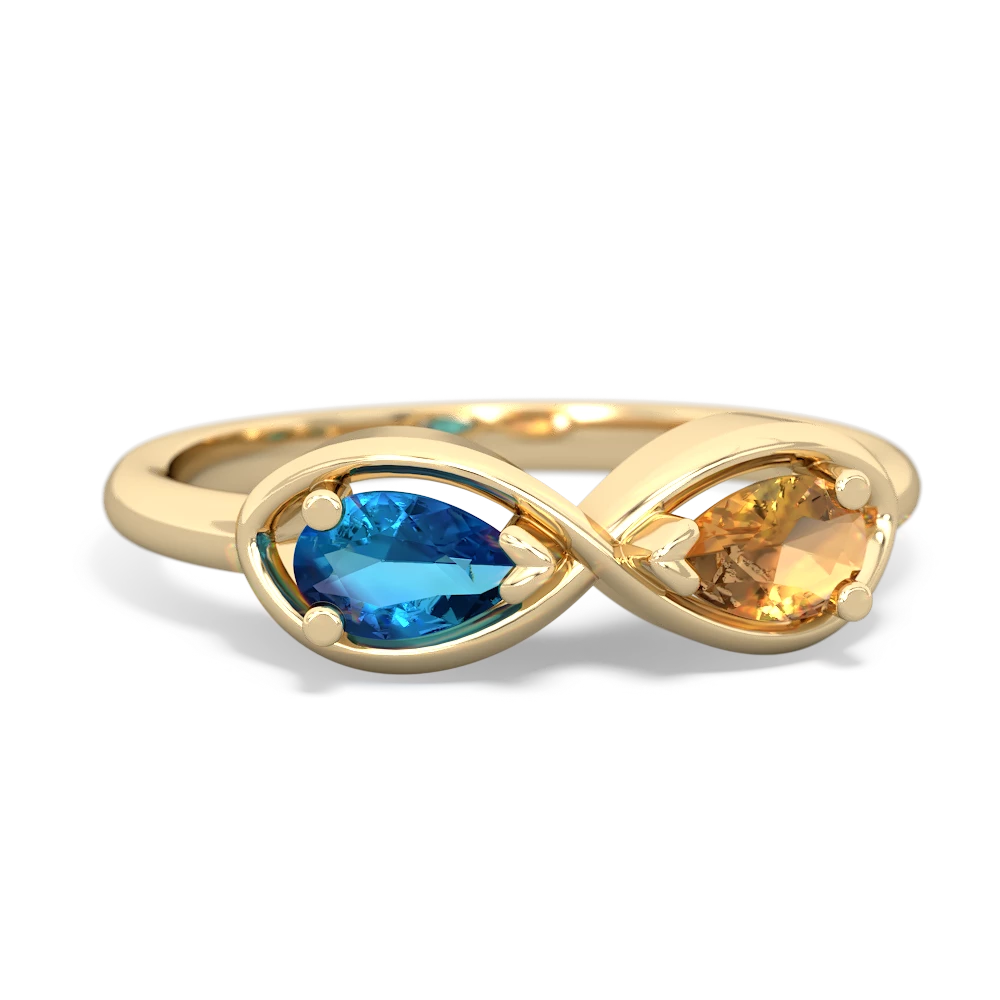 London Topaz Infinity 14K Yellow Gold ring R5050