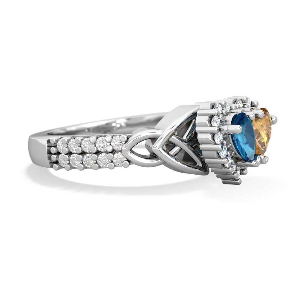 London Topaz Celtic Knot Two Hearts As One 14K White Gold ring R2644HRT
