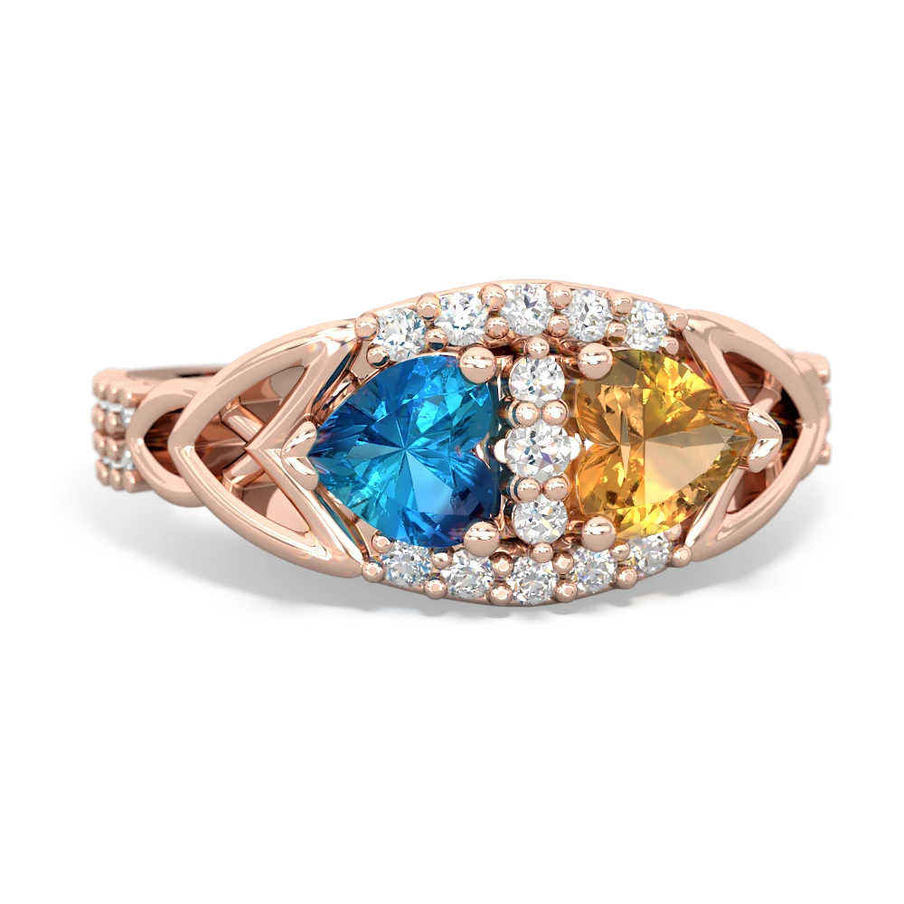 London Topaz Sparkling Celtic Knot 14K Rose Gold ring R2645