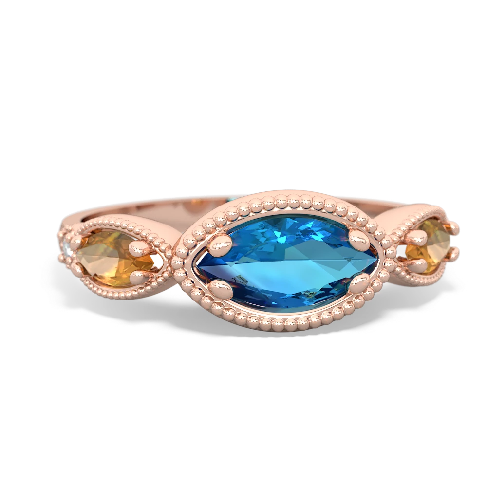 London Topaz Milgrain Marquise 14K Rose Gold ring R5700