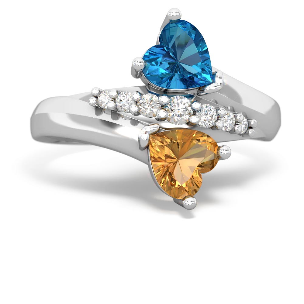 London Topaz Heart To Heart 14K White Gold ring R2064