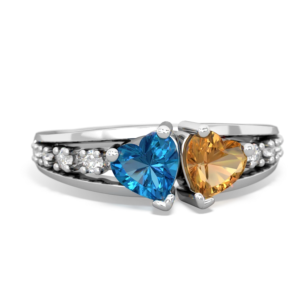 London Topaz Heart To Heart 14K White Gold ring R3342