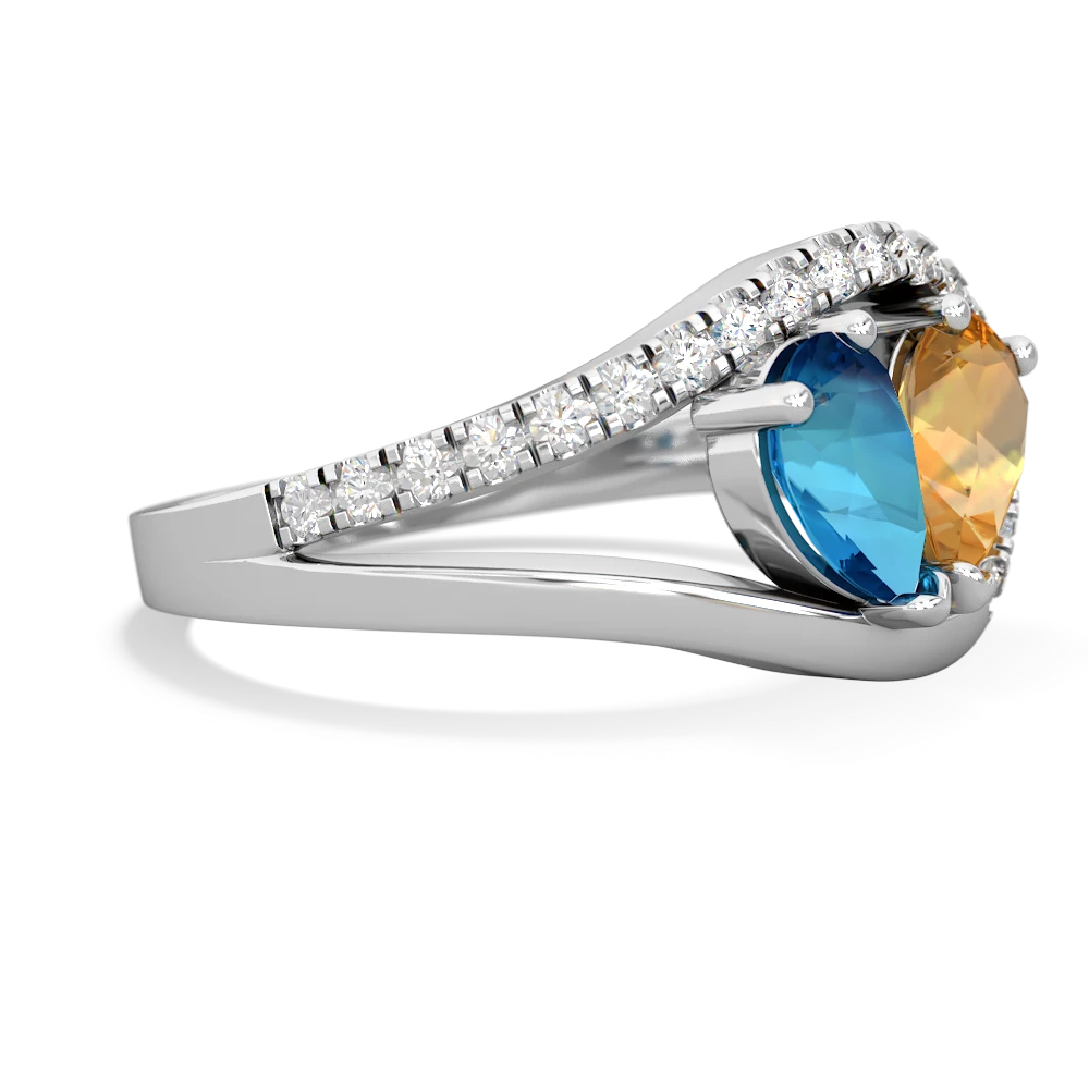 London Topaz Nestled Heart Keepsake 14K White Gold ring R5650