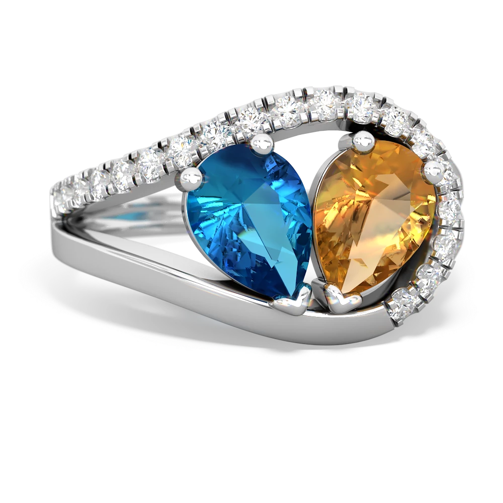 London Topaz Nestled Heart Keepsake 14K White Gold ring R5650