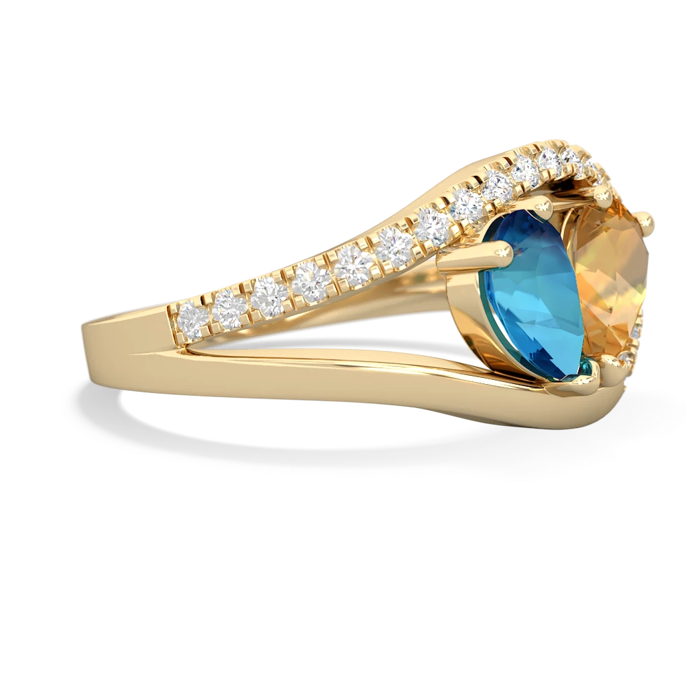 London Topaz Nestled Heart Keepsake 14K Yellow Gold ring R5650