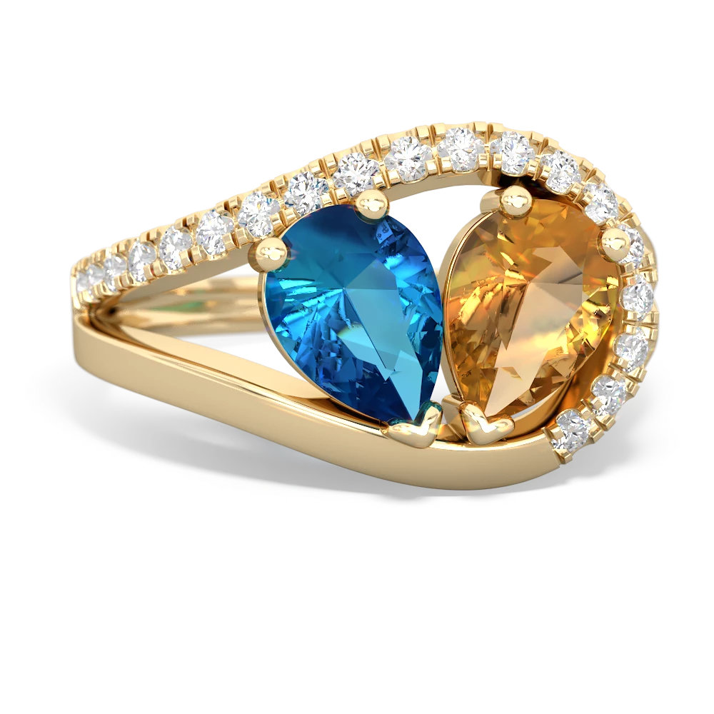 London Topaz Nestled Heart Keepsake 14K Yellow Gold ring R5650