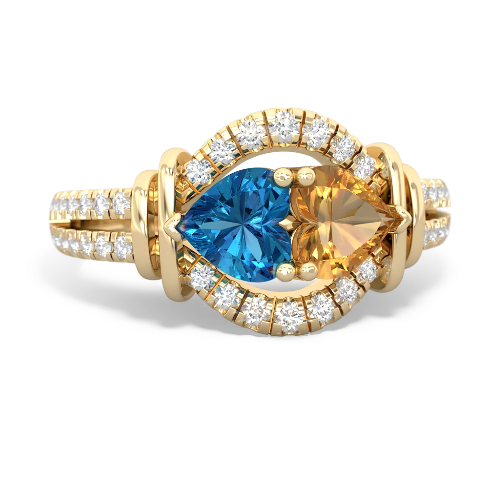 London Topaz Art-Deco Keepsake 14K Yellow Gold ring R5630