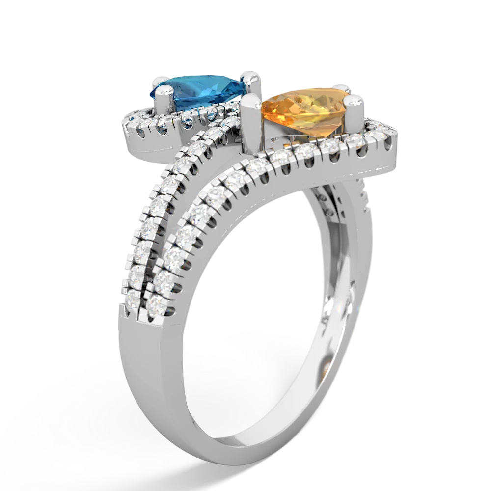 London Topaz Diamond Dazzler 14K White Gold ring R3000