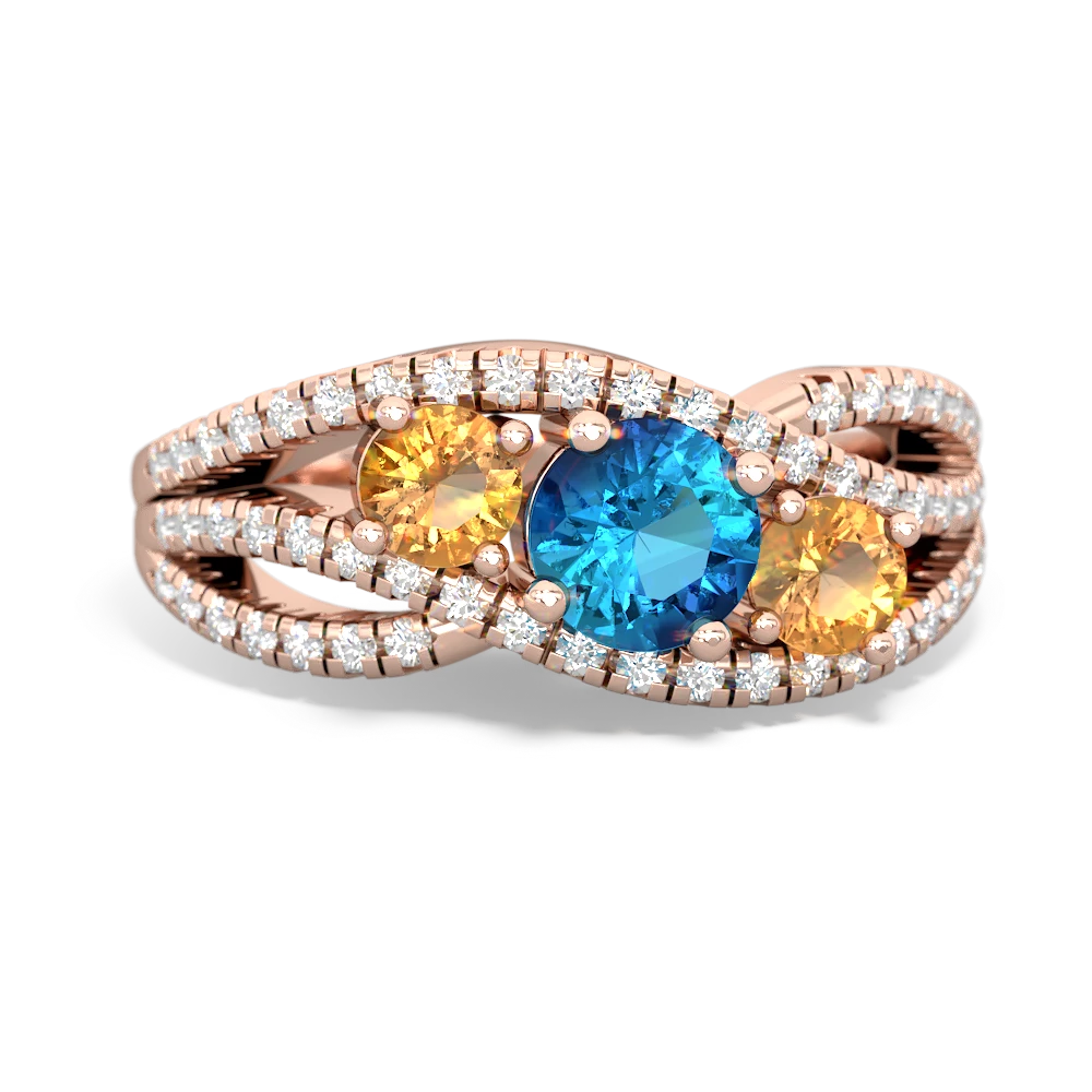 London Topaz Three Stone Aurora 14K Rose Gold ring R3080