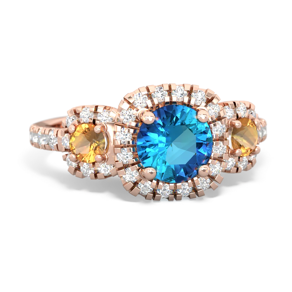 London Topaz Regal Halo 14K Rose Gold ring R5350