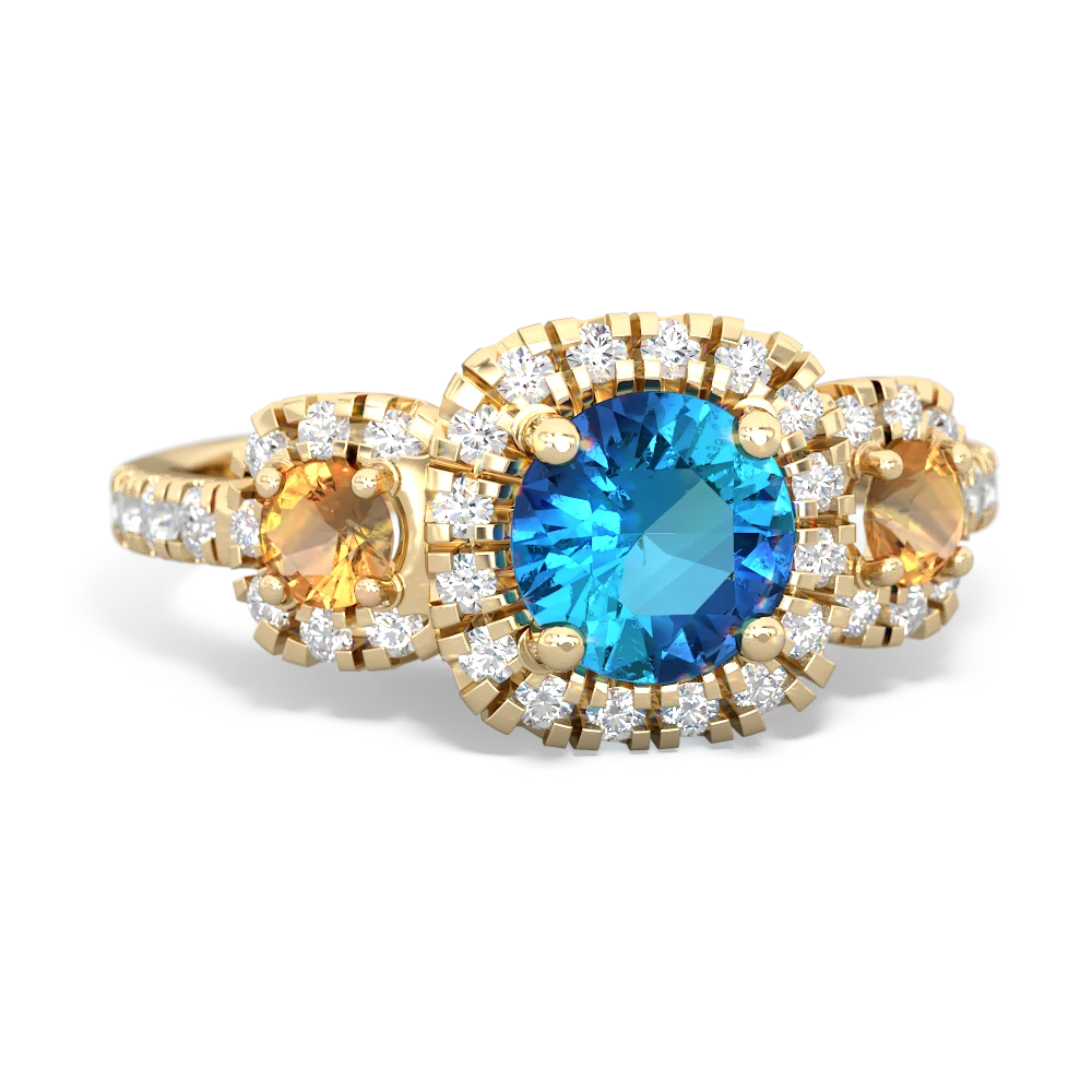 London Topaz Regal Halo 14K Yellow Gold ring R5350