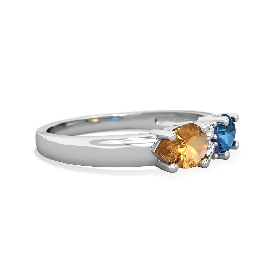 London Topaz Pear Bowtie 14K White Gold ring R0865