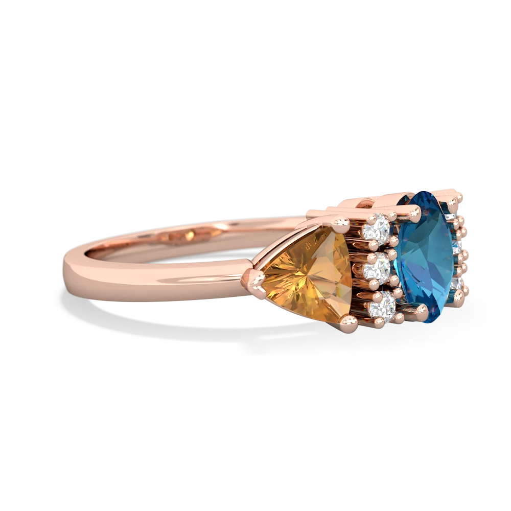 London Topaz Antique Style Three Stone 14K Rose Gold ring R2186