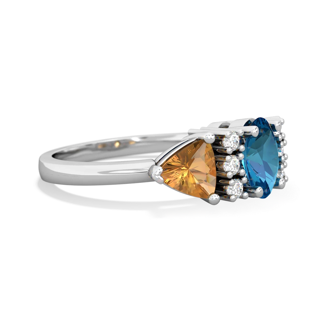 London Topaz Antique Style Three Stone 14K White Gold ring R2186