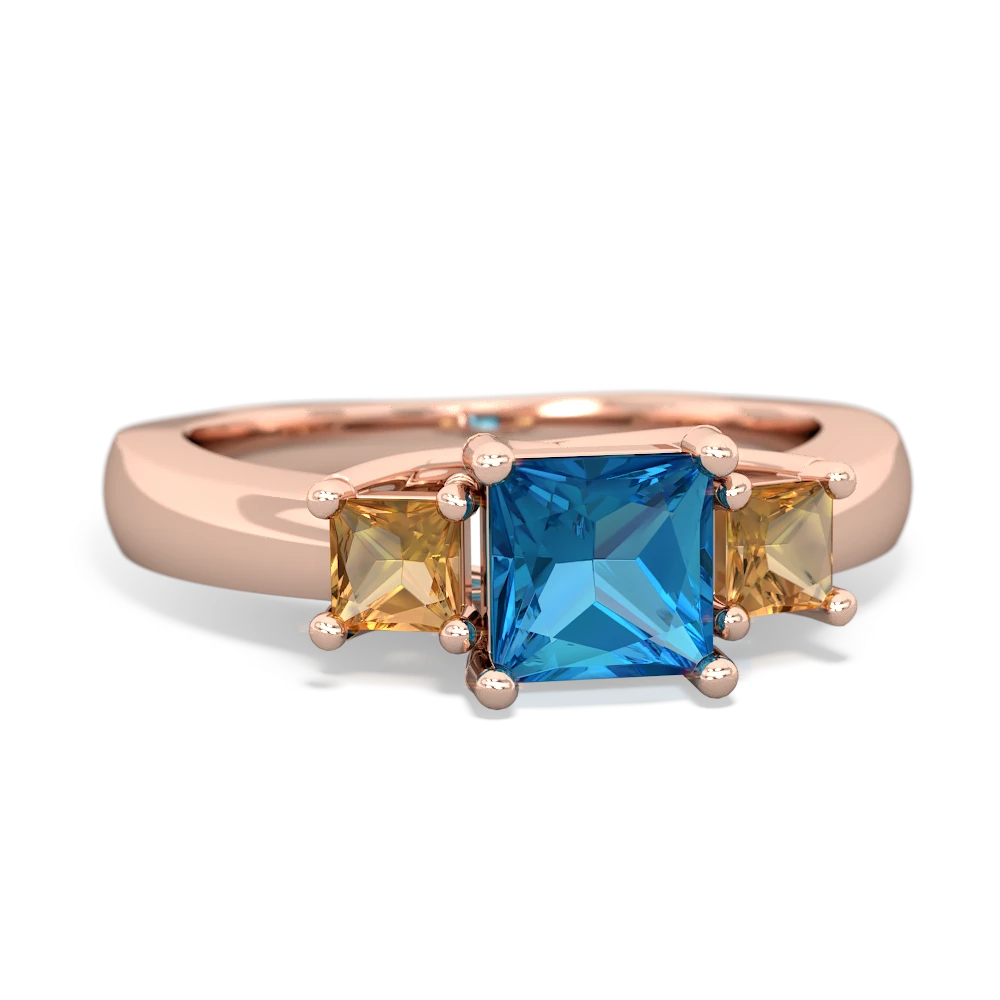 London Topaz Three Stone Trellis 14K Rose Gold ring R4015