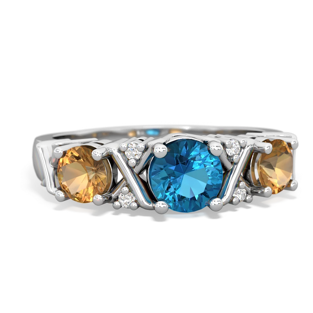 London Topaz Hugs And Kisses 14K White Gold ring R5016