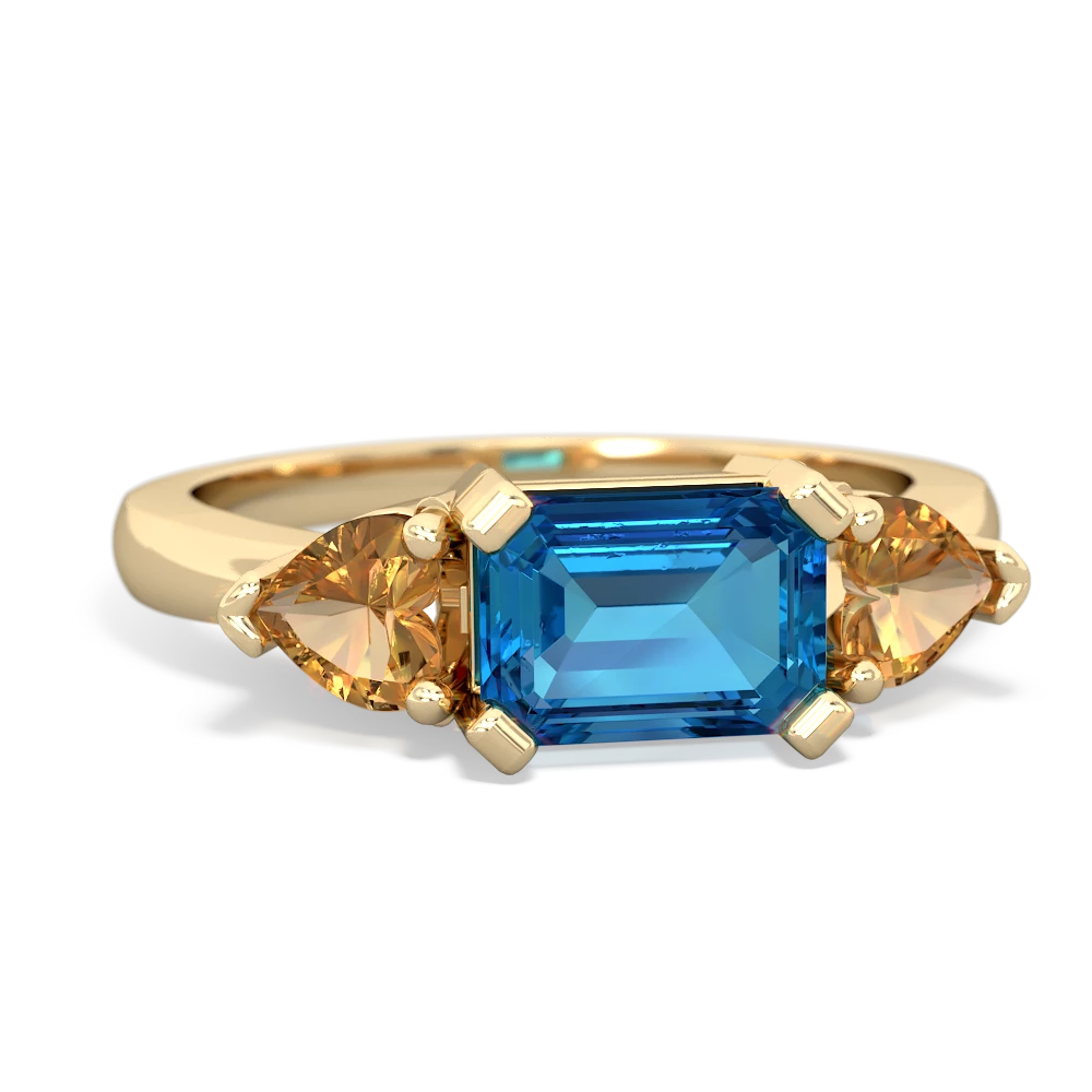 London Topaz Three Stone 14K Yellow Gold ring R5235