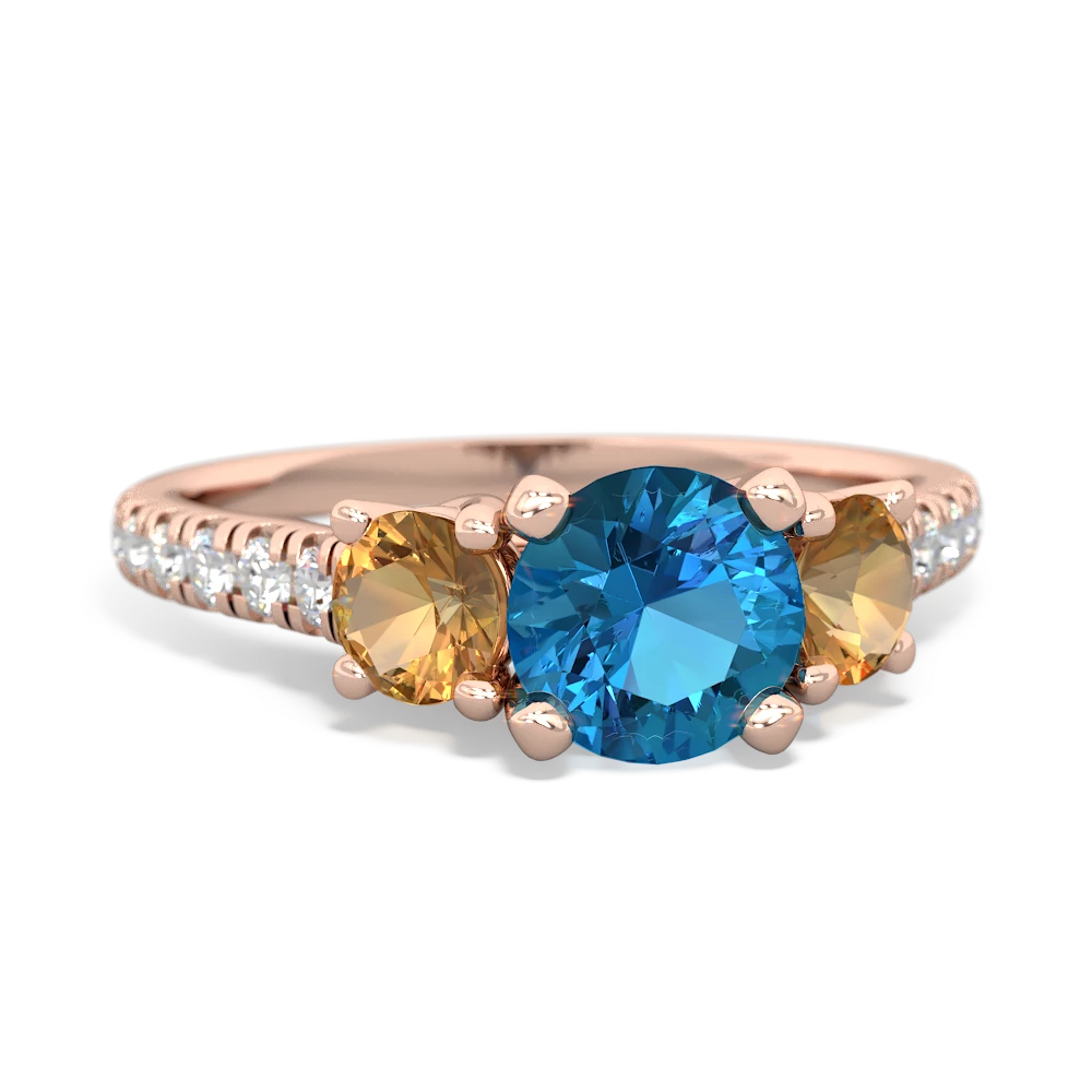 London Topaz Pave Trellis 14K Rose Gold ring R5500