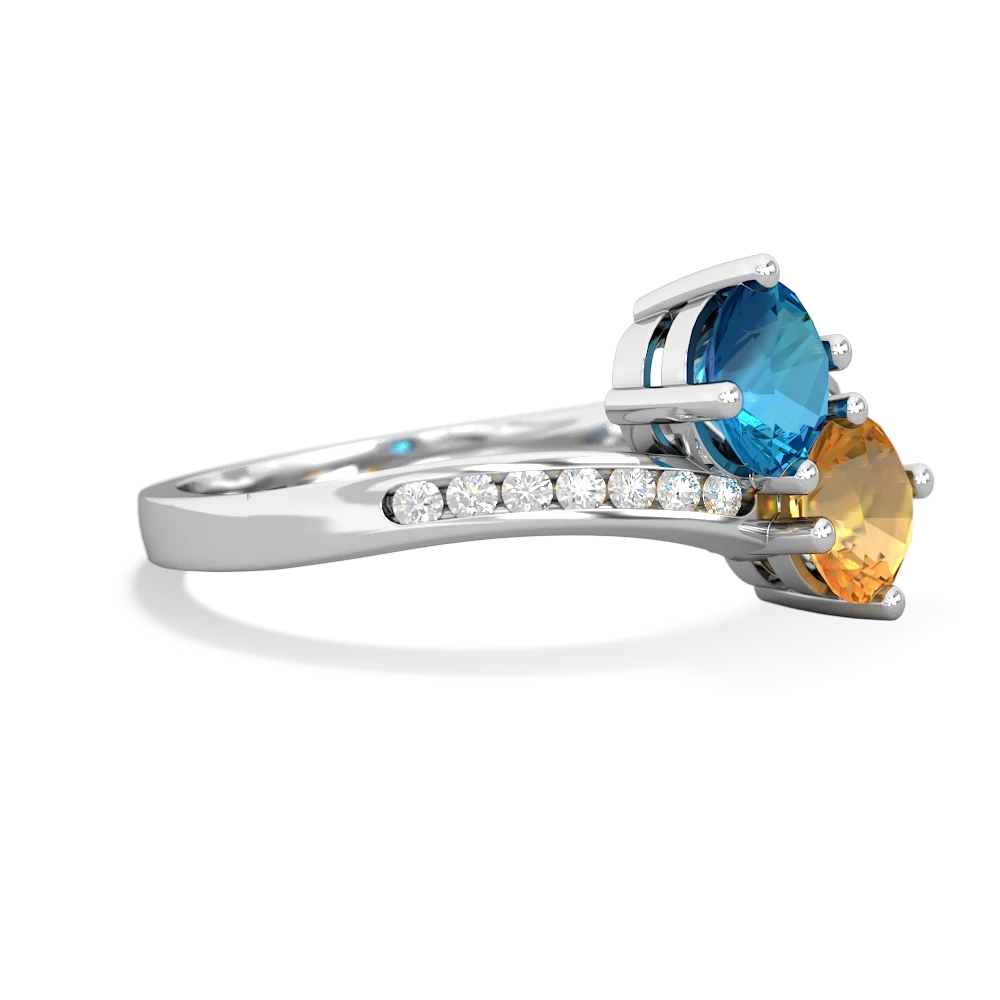 London Topaz Channel Set Two Stone 14K White Gold ring R5303