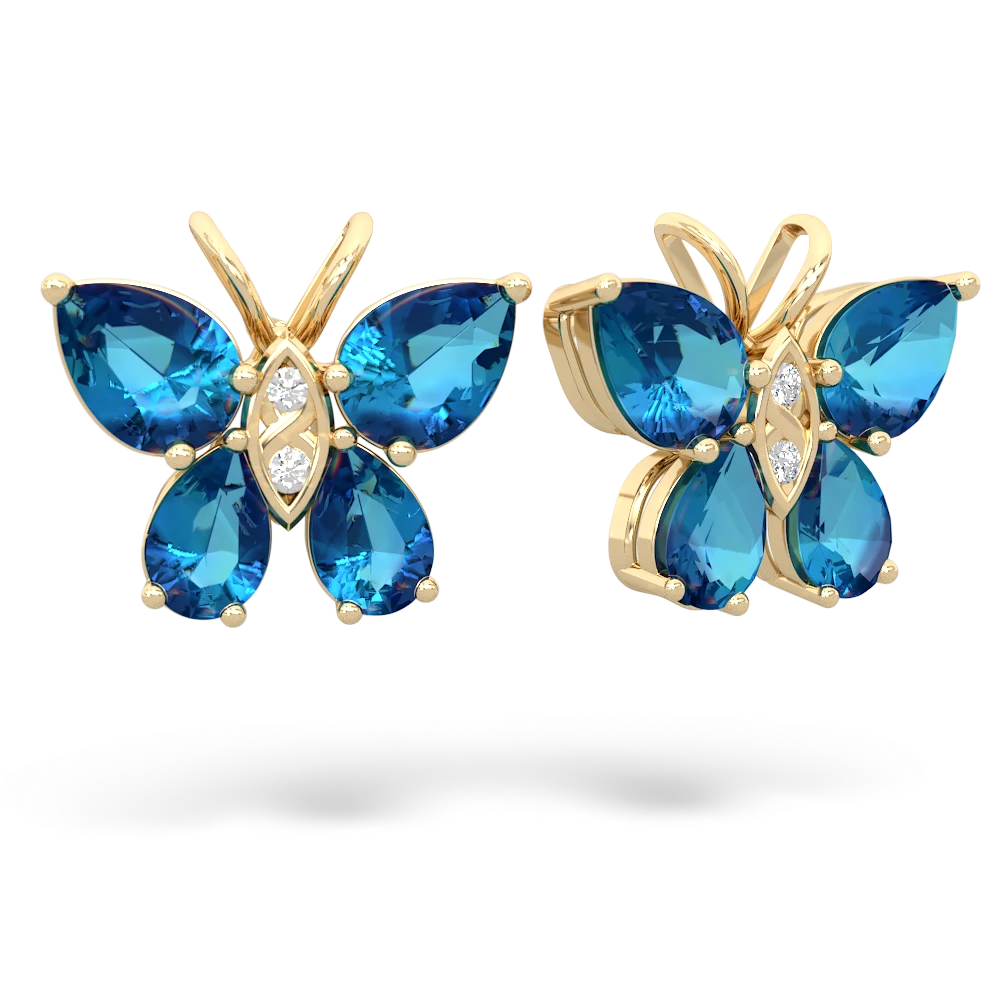 London Topaz Butterfly 14K Yellow Gold earrings E2215