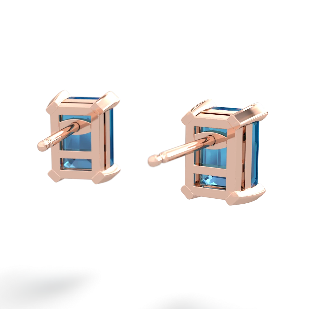 London Topaz 7X5mm Emerald-Cut Stud 14K Rose Gold earrings E1856