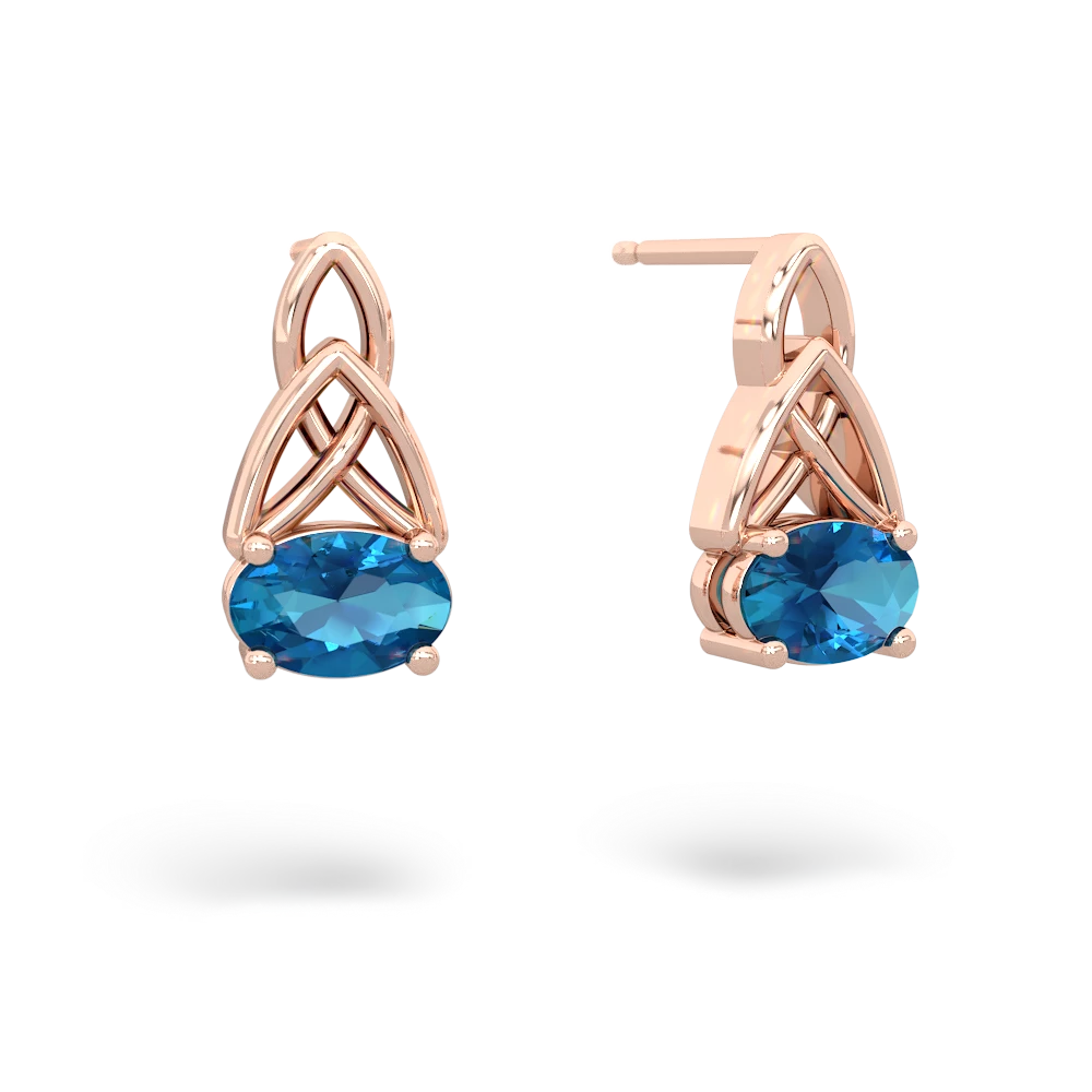 London Topaz Celtic Trinity Knot 14K Rose Gold earrings E2389