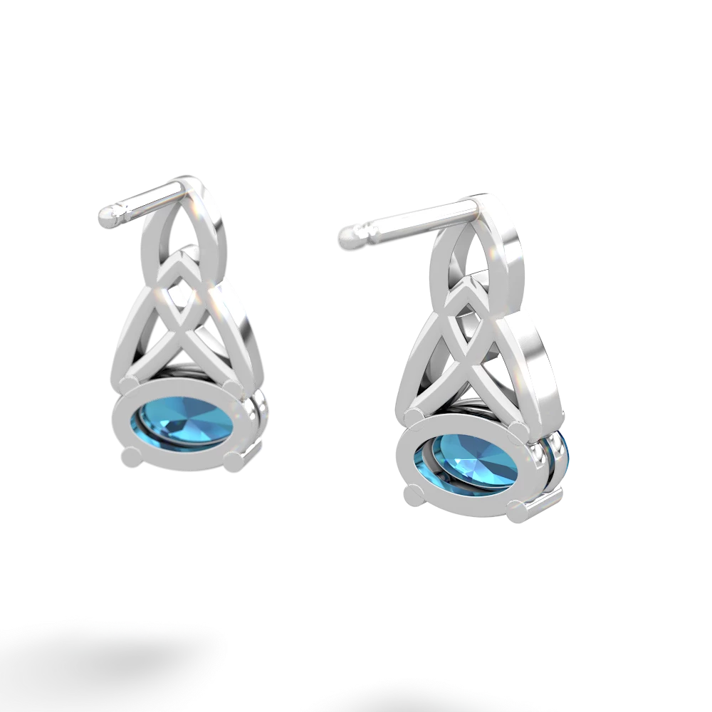 London Topaz Celtic Trinity Knot 14K White Gold earrings E2389