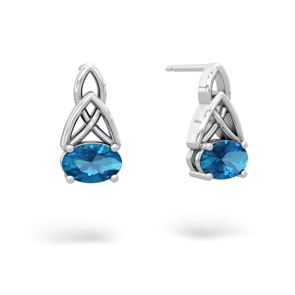 London Topaz Celtic Trinity Knot 14K White Gold earrings E2389