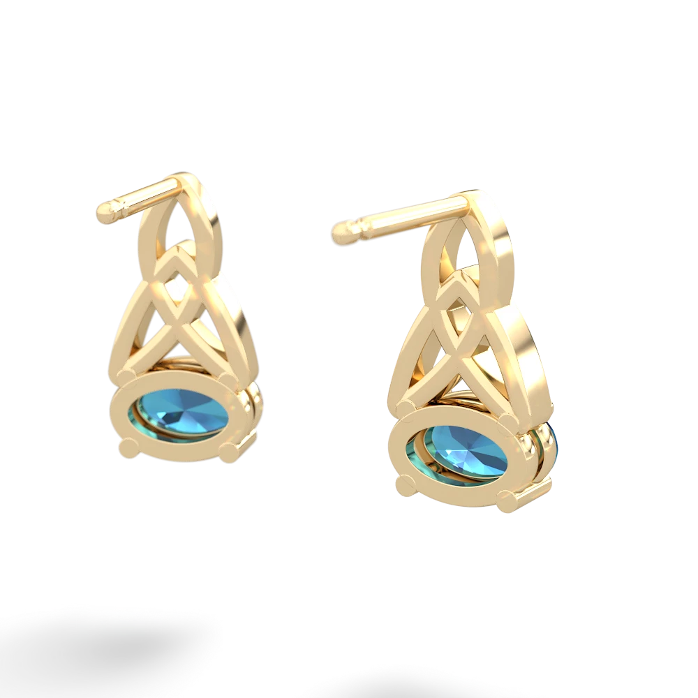 London Topaz Celtic Trinity Knot 14K Yellow Gold earrings E2389