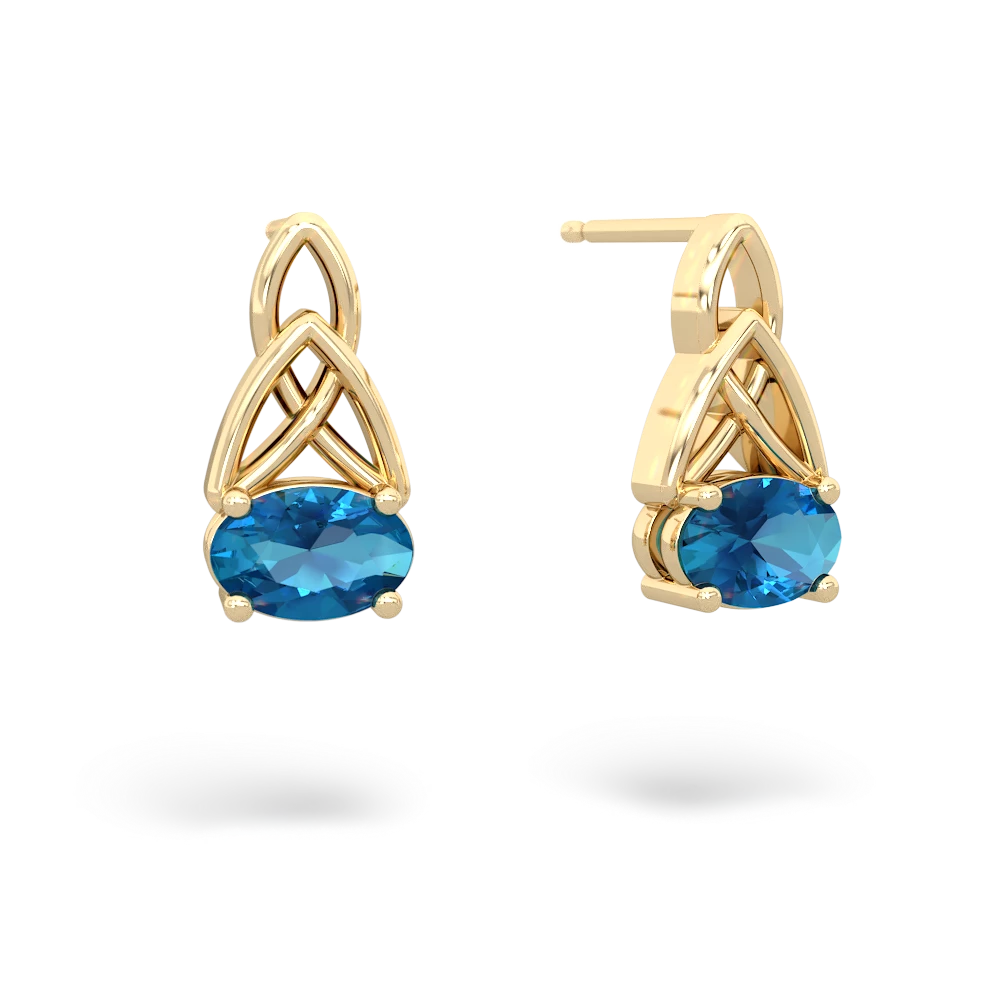 London Topaz Celtic Trinity Knot 14K Yellow Gold earrings E2389