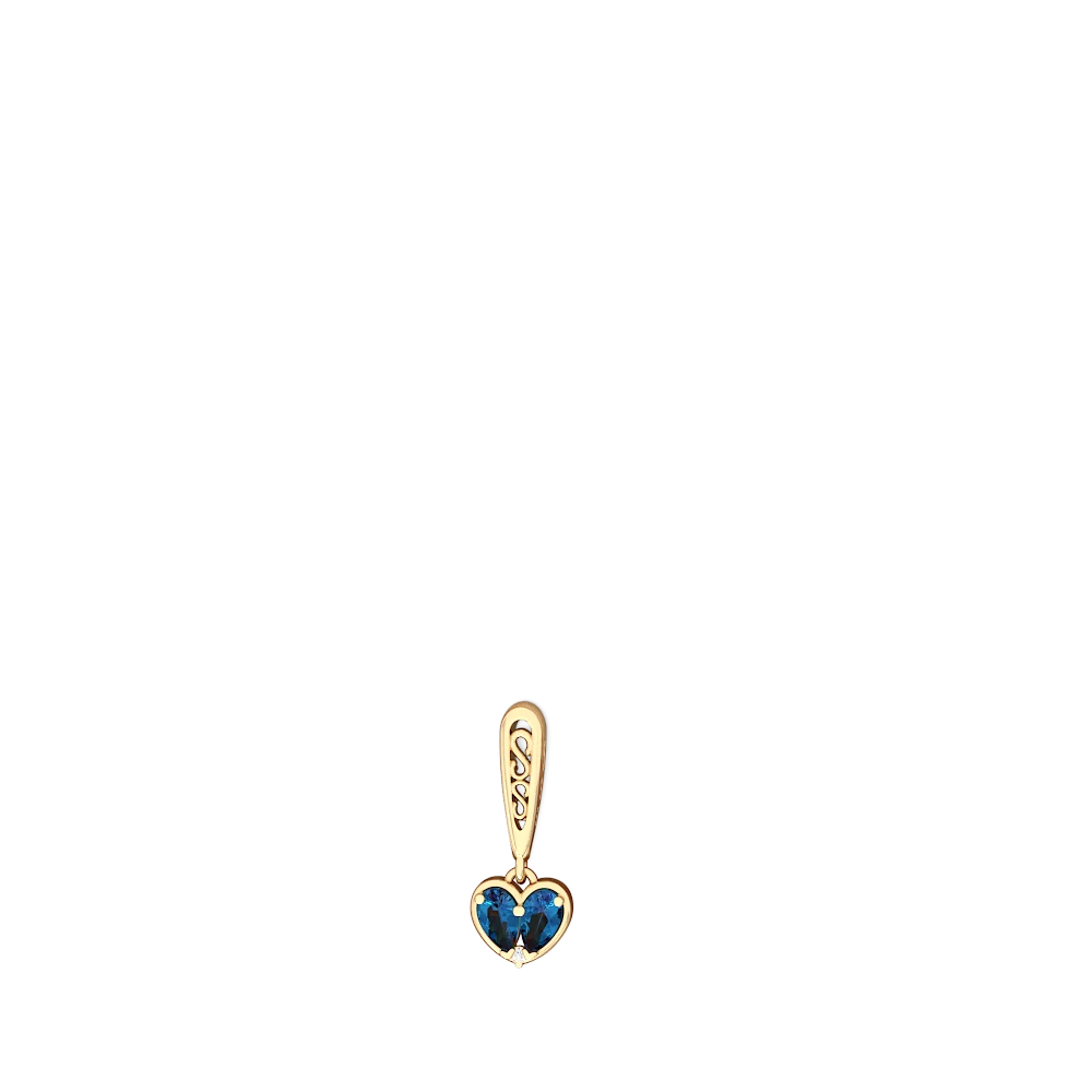 London Topaz Filligree Heart 14K Yellow Gold earrings E5070