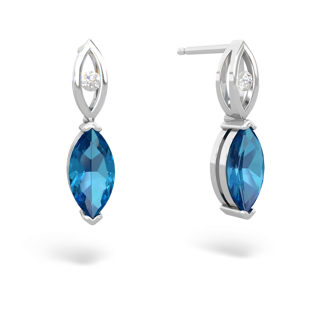 London Topaz Marquise Drop 14K White Gold earrings E5333
