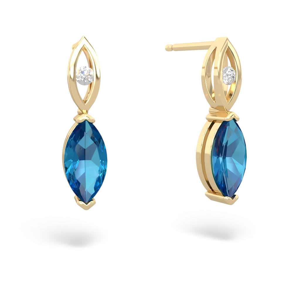 London Topaz Marquise Drop 14K Yellow Gold earrings E5333