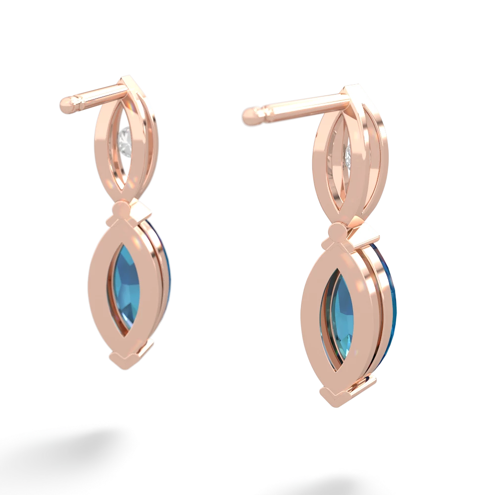 London Topaz Marquise Drop 14K Rose Gold earrings E5333